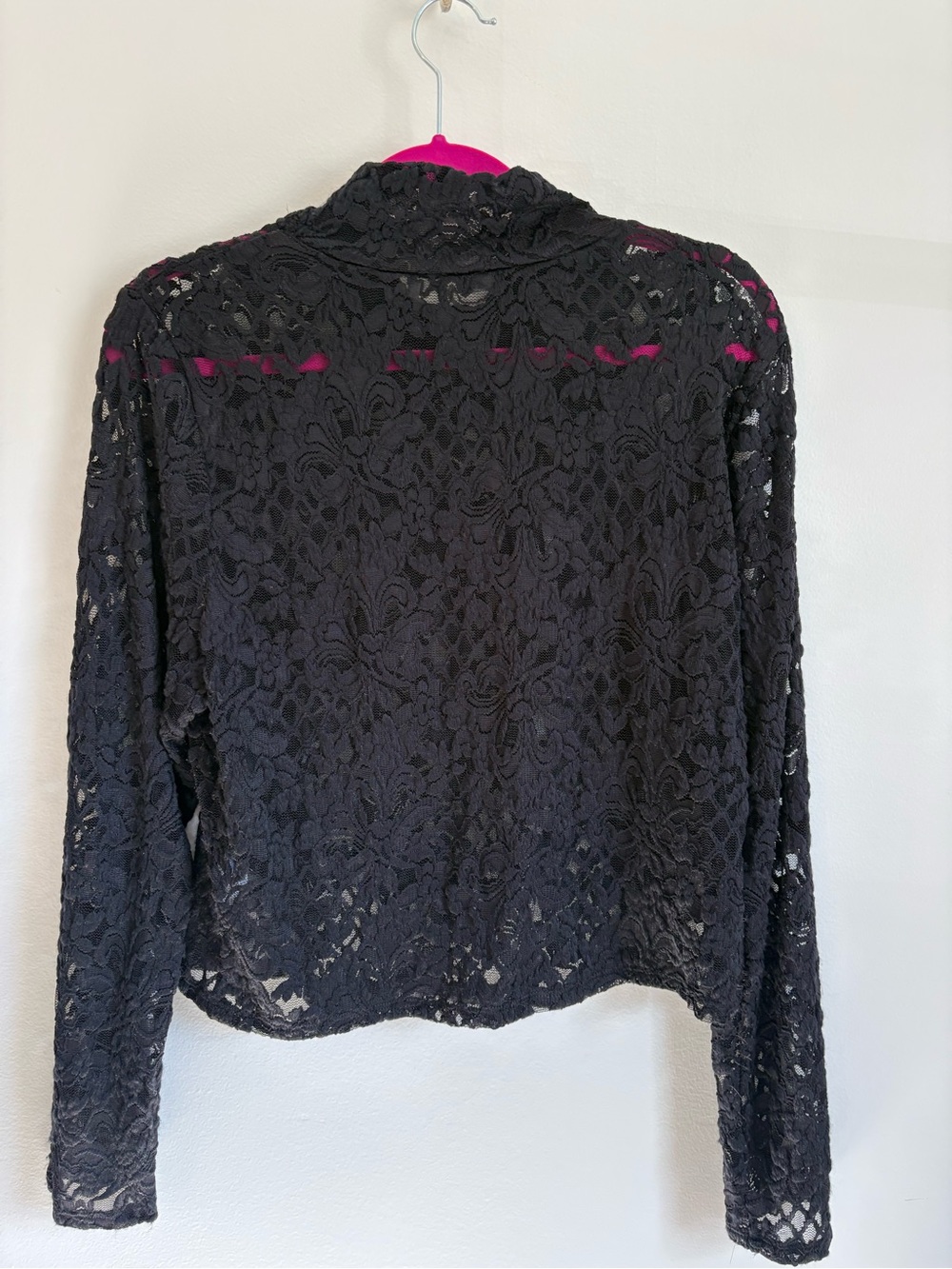 Bar III Black Sheer Lace Button-Down Blouse